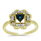 Anillo de Plata Bañada en Oro con Diamante Azul y Topacio Blanco