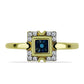 Anillo de Plata Bañada en Oro con Diamante Azul y Topacio Blanco