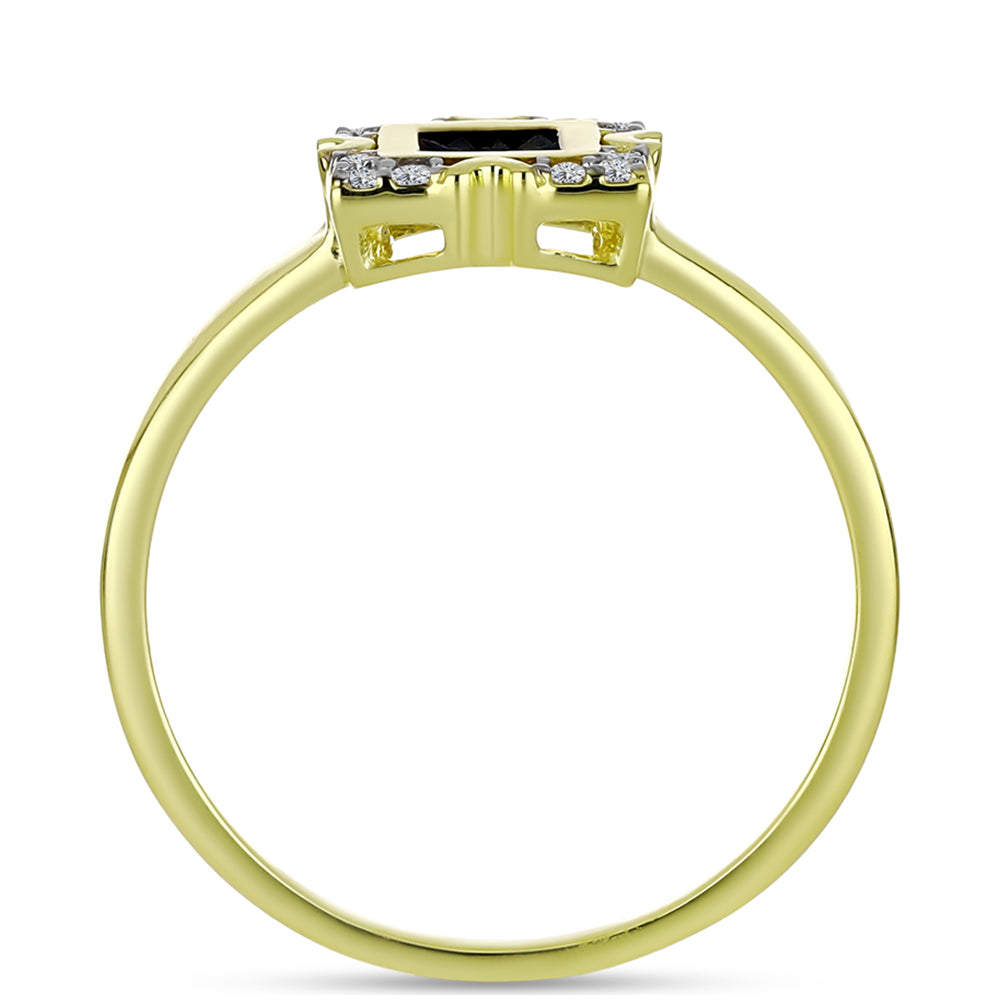 Anillo de Plata Bañada en Oro con Diamante Azul y Topacio Blanco 2 