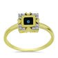 Anillo de Plata Bañada en Oro con Diamante Azul y Topacio Blanco