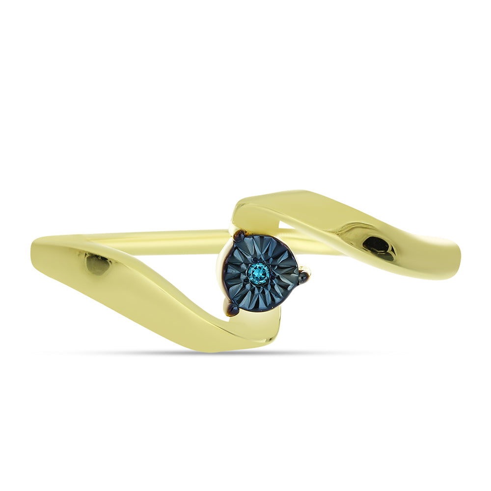 Anillo de Plata Bañada en Oro con Diamante Azul 1 