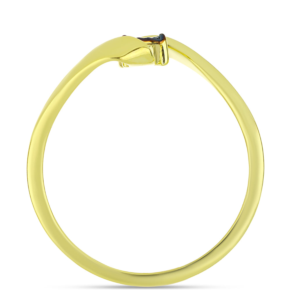 Anillo de Plata Bañada en Oro con Diamante Azul