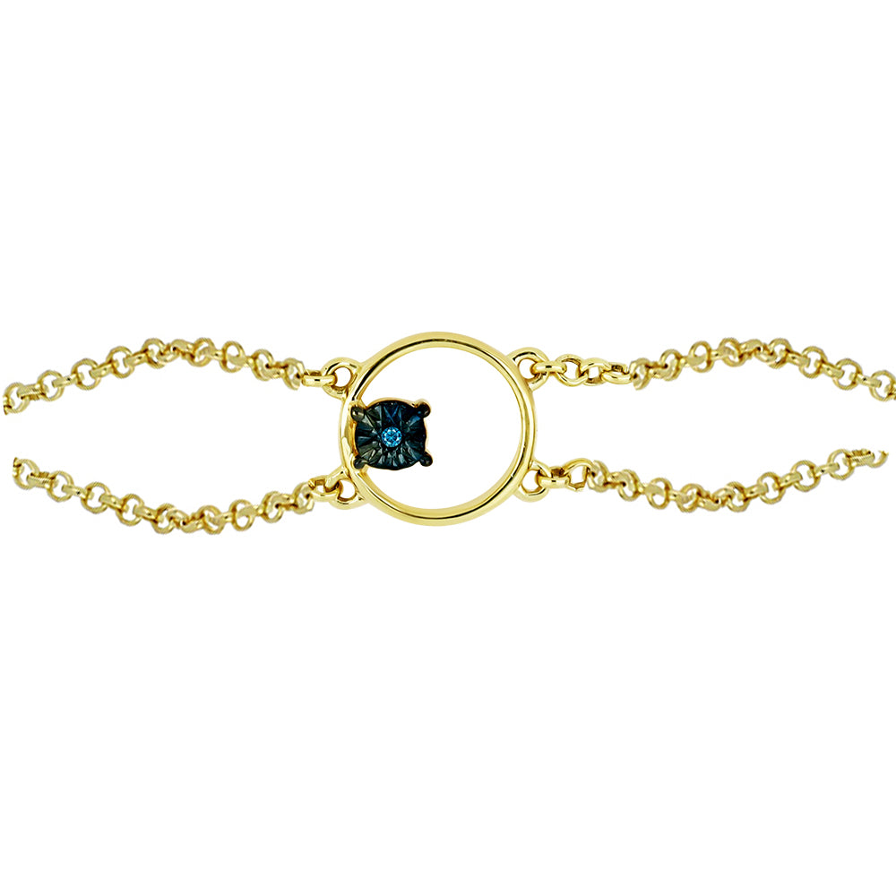 Pulsera de Plata Bañada en Oro con Diamante Azul 2 