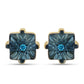 Pendientes de Plata Bañada en Oro con Diamante Azul