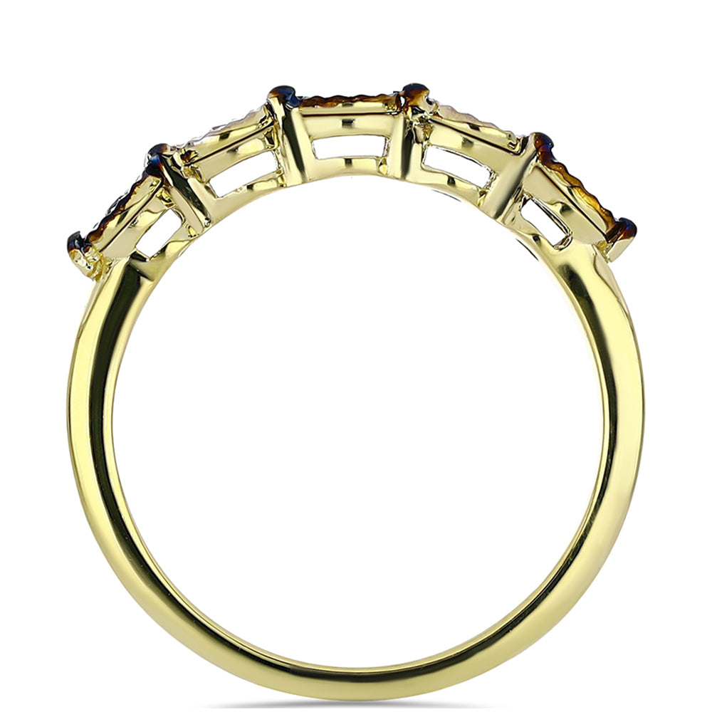 Anillo de Plata Bañada en Oro con Diamante Azul y Topacio Blanco 2 