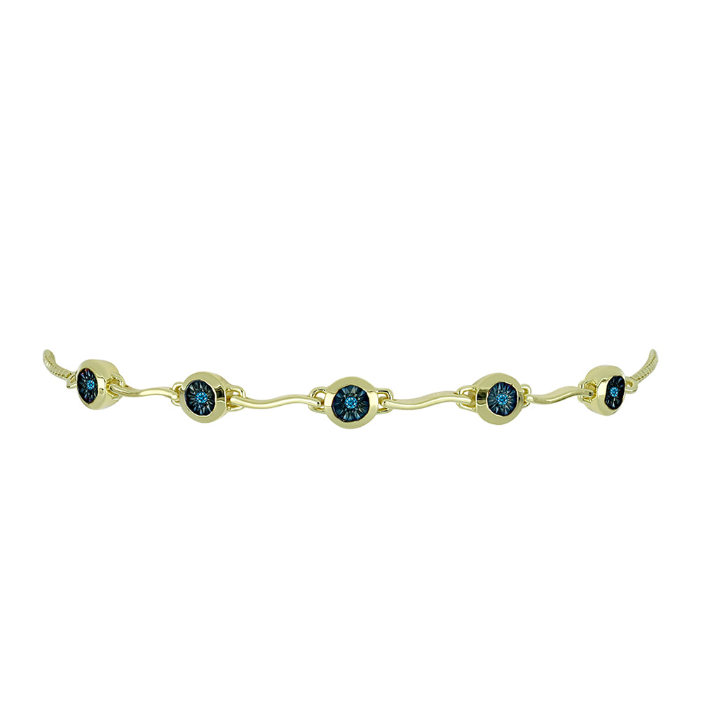Pulsera de Plata Bañada en Oro con Diamante Azul 2 
