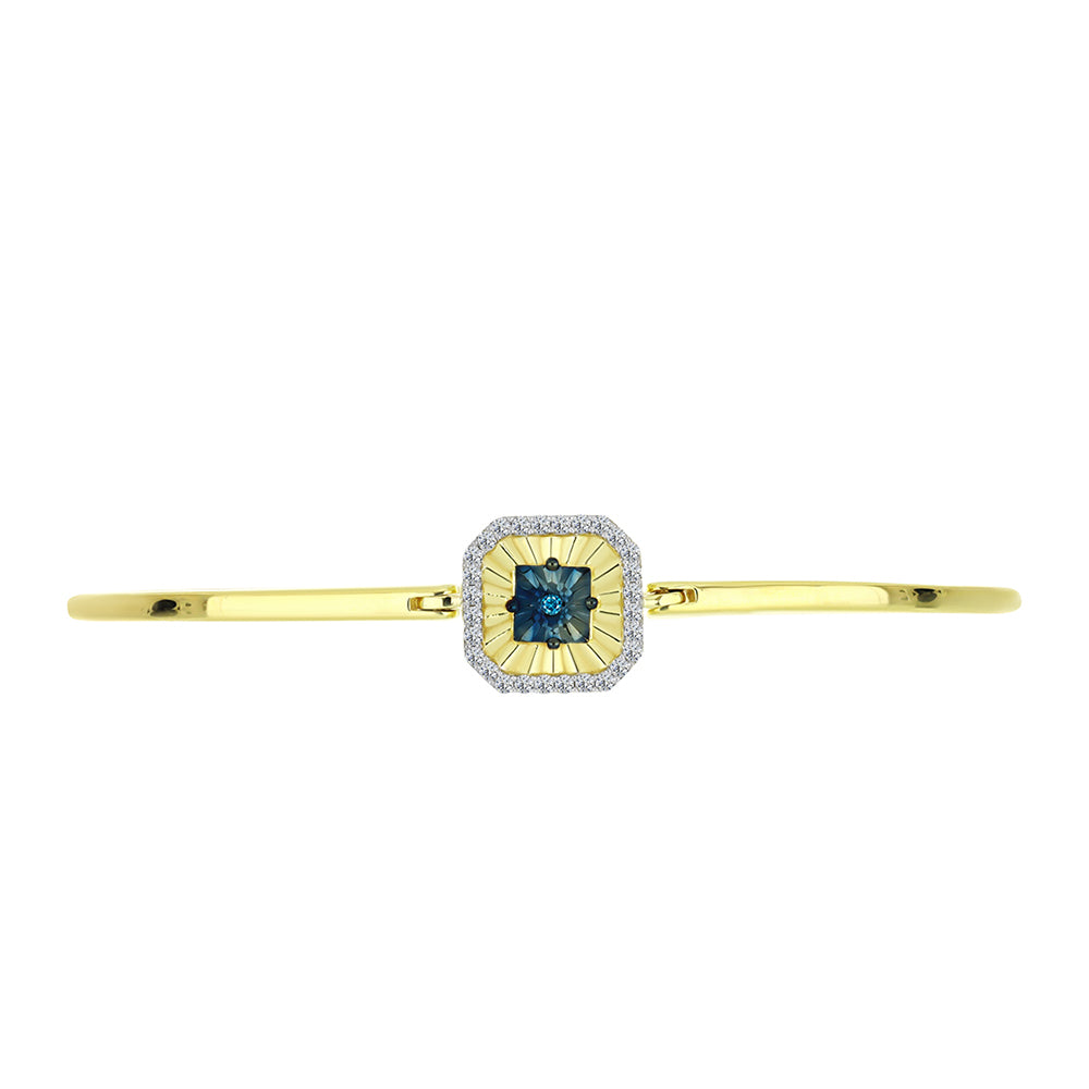 Brazalete de Plata Bañada en Oro con Diamante Azul y Topacio Blanco 2 