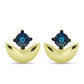 Pendientes de Plata Bañada en Oro con Diamante Azul