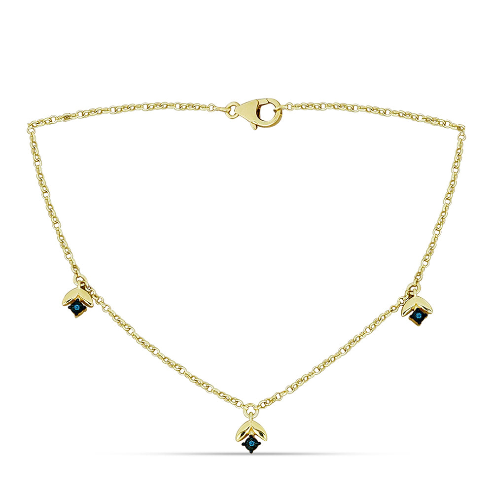 Collar de Plata Bañada en Oro con Diamante Azul 1 
