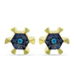 Conjunto de Plata Bañada en Oro con Diamante Azul ( Pendientes +Colgante )