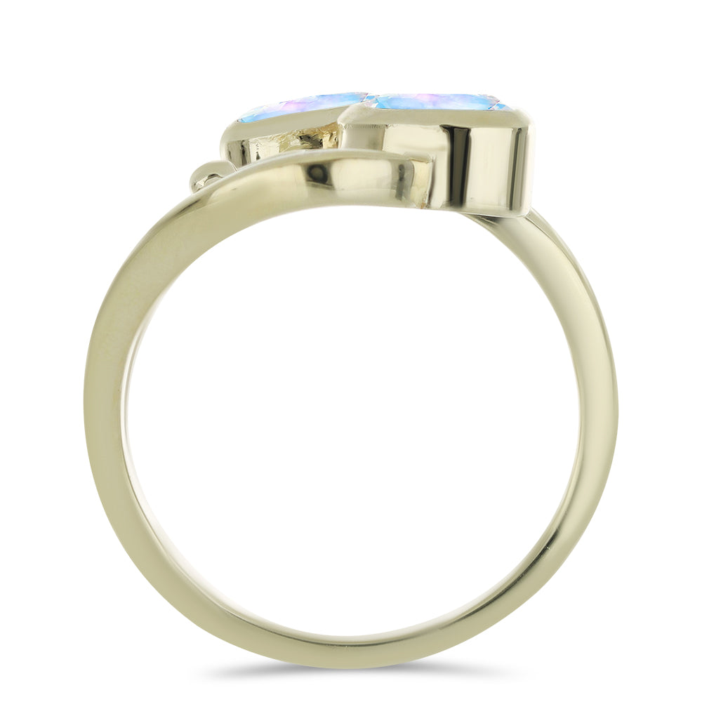 Anillo de Plata Bañada en Oro con Piedra Lunar Arco Iris 2 