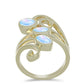 Anillo de Plata Bañada en Oro con Piedra Lunar Arco Iris