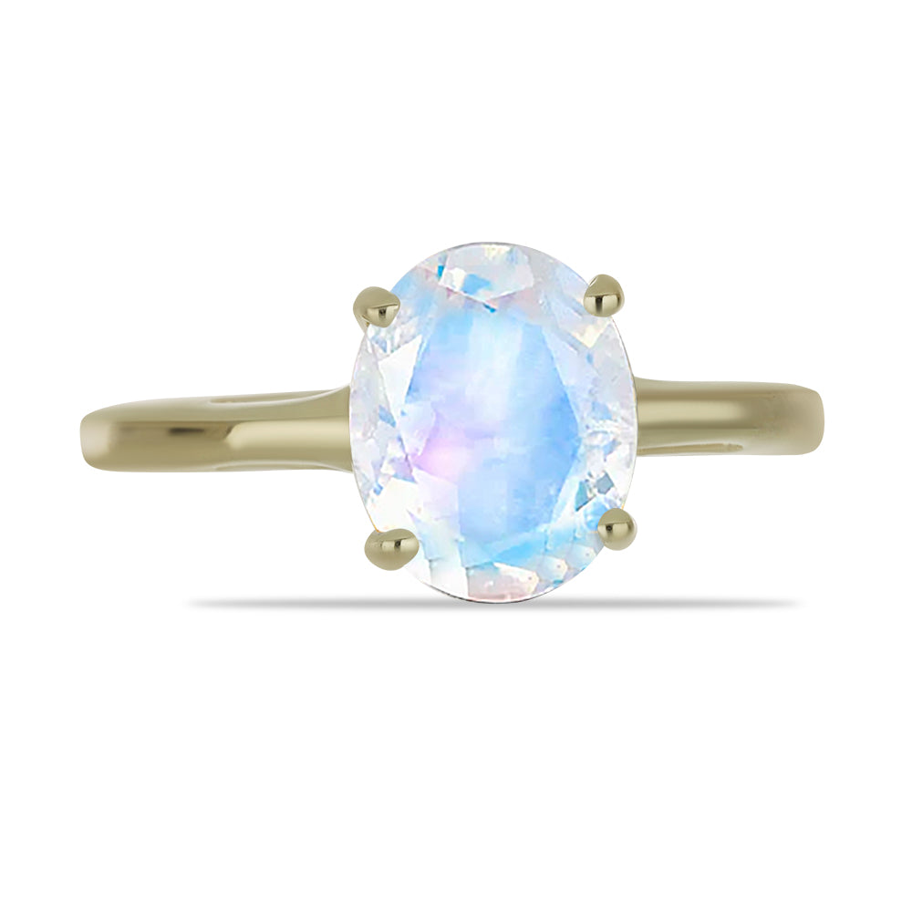 Anillo de Plata Bañada en Oro con Piedra Lunar Arco Iris 1 