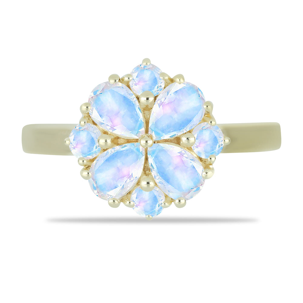 Anillo de Plata Bañada en Oro con Piedra Lunar Arco Iris 1 