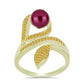 Anillo de Plata Bañada en Oro con Perla Púrpura de Agua dulce y Citrino de los Montes Urales