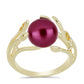 Anillo de Plata Bañada en Oro con Perla Púrpura de Agua dulce y Citrino de los Montes Urales