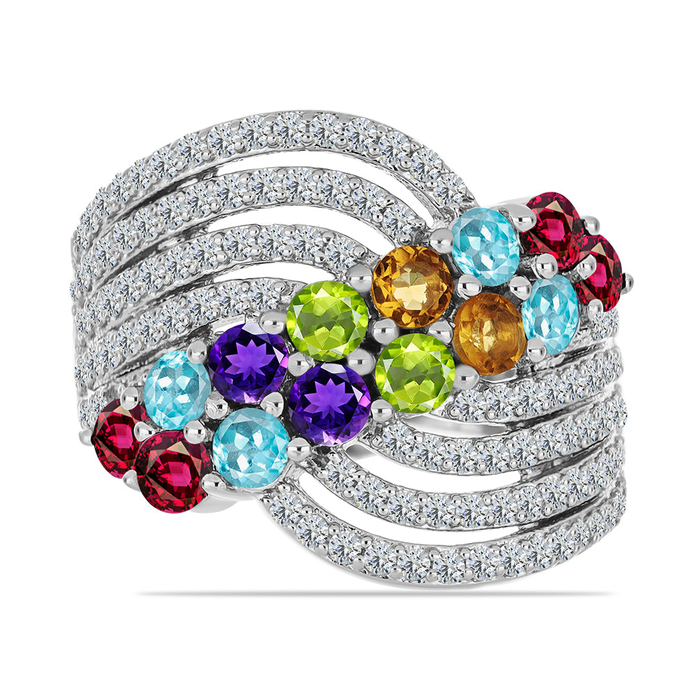Anillo de Plata con Amatista de Marruecos y Peridoto de Changbai 1 