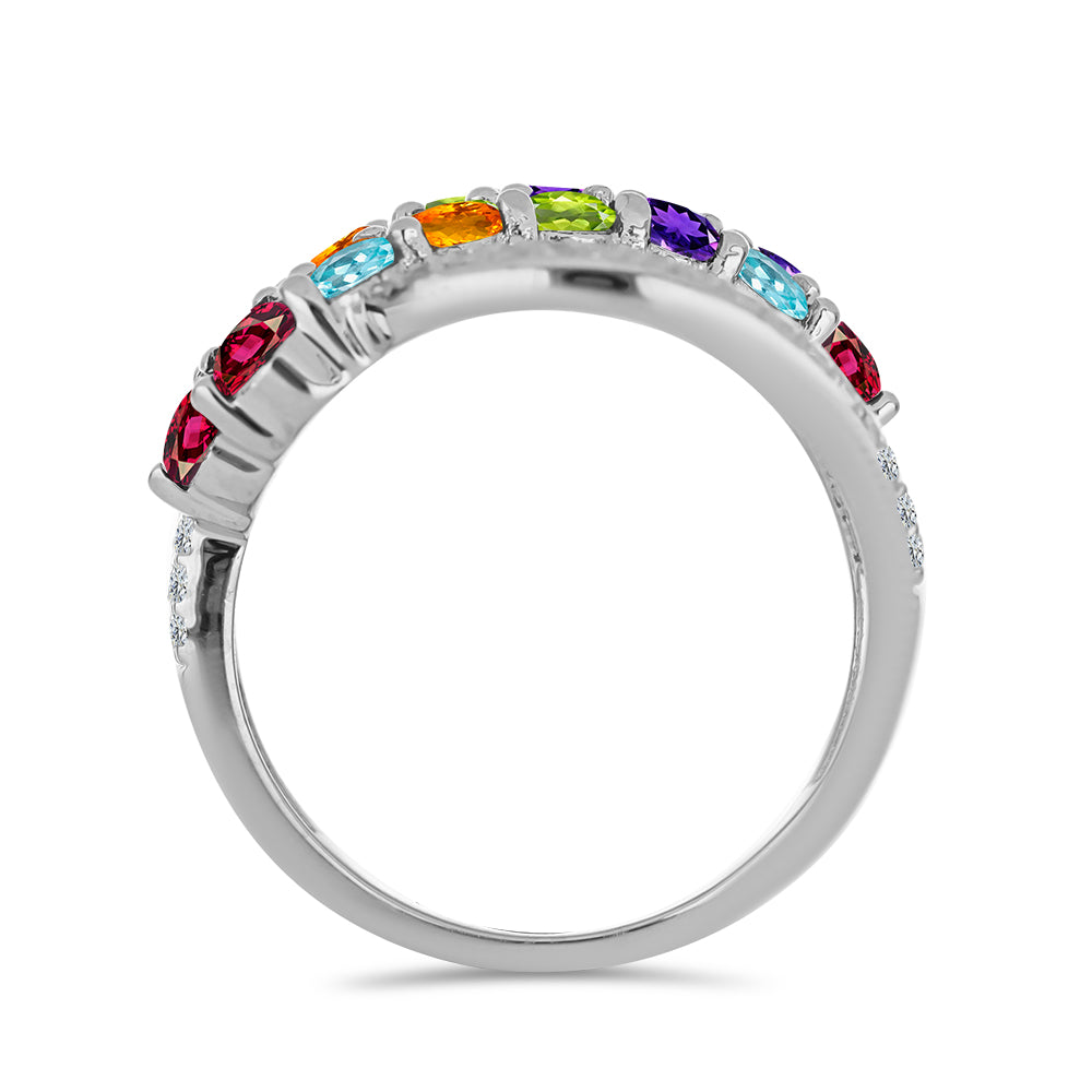 Anillo de Plata con Amatista de Marruecos y Peridoto de Changbai