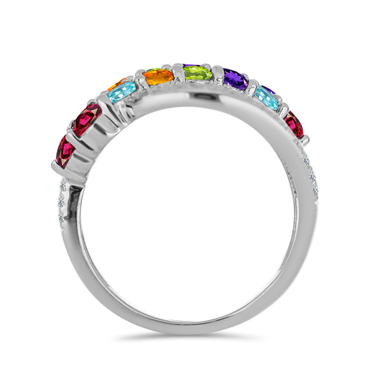 Anillo de Plata con Amatista de Marruecos y Peridoto de Changbai