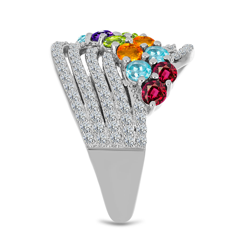Anillo de Plata con Amatista de Marruecos y Peridoto de Changbai