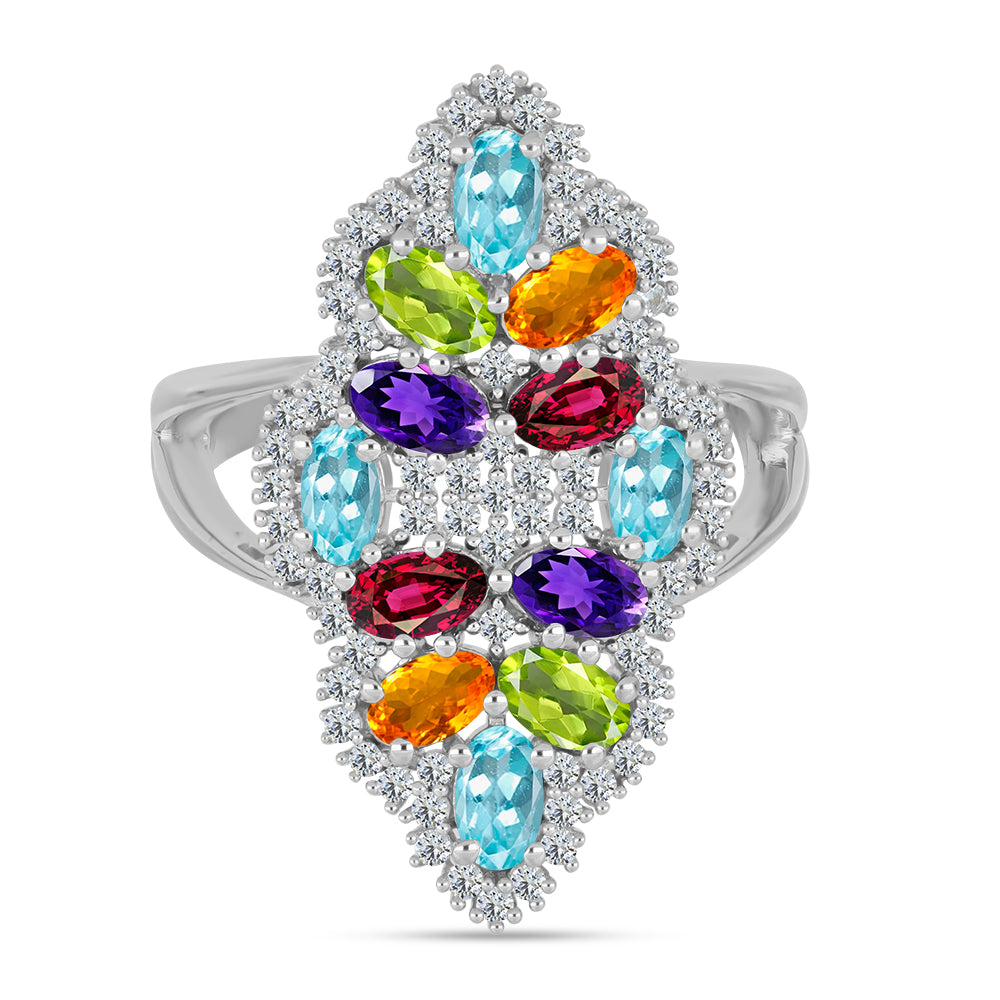 Anillo de Plata con Amatista de Marruecos y Peridoto de Changbai 1 