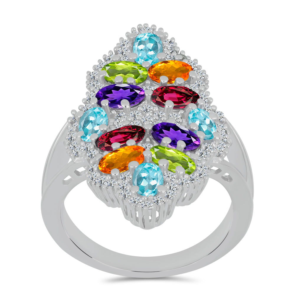 Anillo de Plata con Amatista de Marruecos y Peridoto de Changbai 3 
