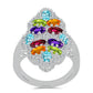 Anillo de Plata con Amatista de Marruecos y Peridoto de Changbai