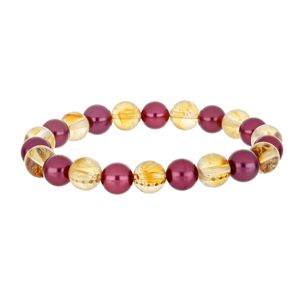 Pulsera Pepita con Perla Púrpura de Agua dulce y Citrino de los Montes Urales 1 