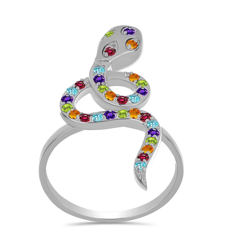 Anillo de Plata con Amatista de Marruecos y Citrino de los Montes Urales