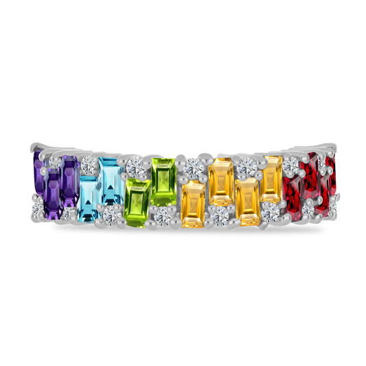 Anillo de Plata con Amatista de Marruecos y Peridoto de Changbai