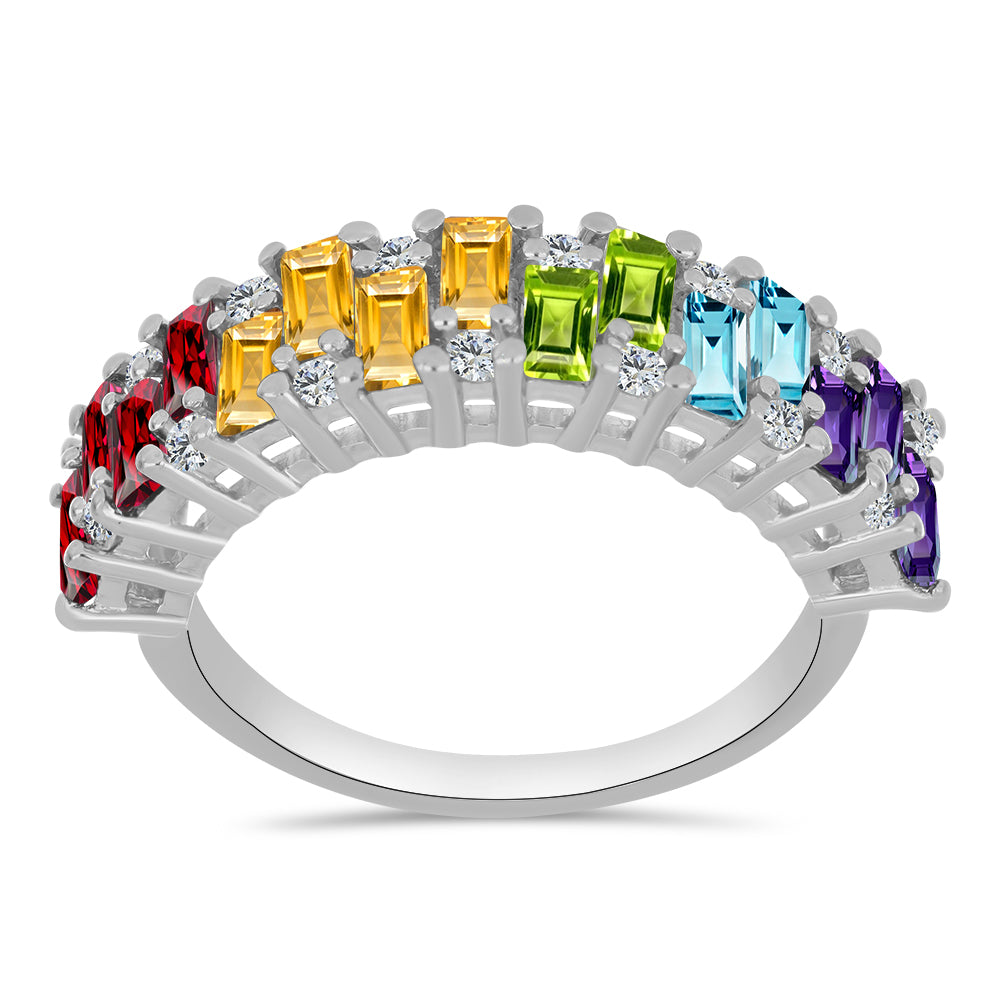 Anillo de Plata con Amatista de Marruecos y Peridoto de Changbai