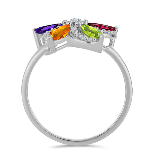Anillo de Plata con Amatista de Marruecos y Peridoto de Changbai