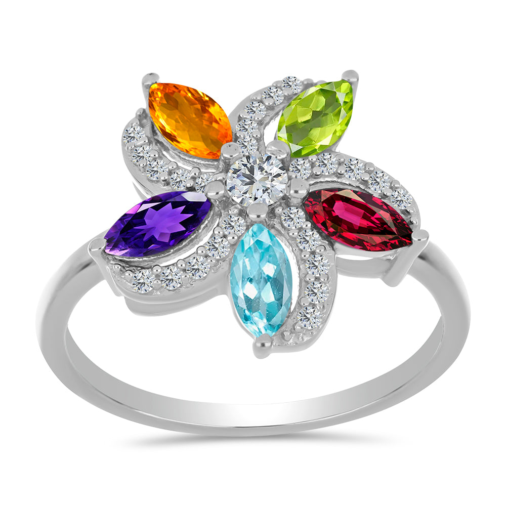 Anillo de Plata con Amatista de Marruecos y Peridoto de Changbai 3 