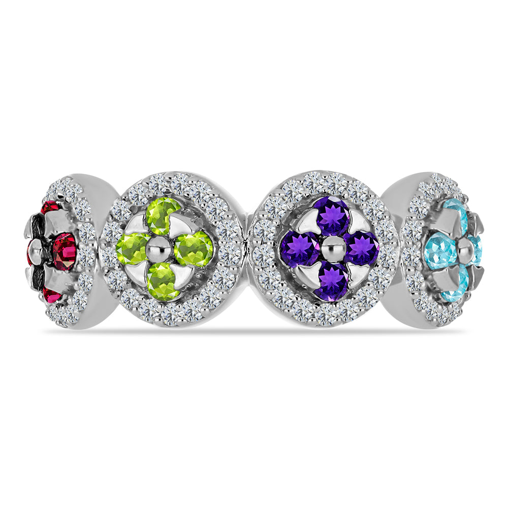 Anillo de Plata con Amatista de Marruecos y Peridoto de Changbai