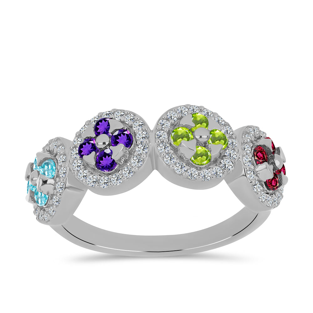 Anillo de Plata con Amatista de Marruecos y Peridoto de Changbai
