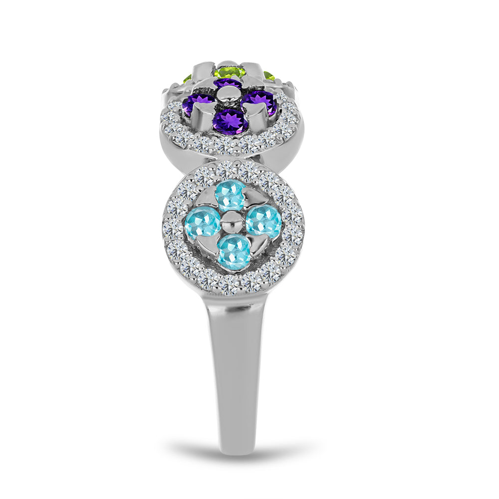 Anillo de Plata con Amatista de Marruecos y Peridoto de Changbai 4 