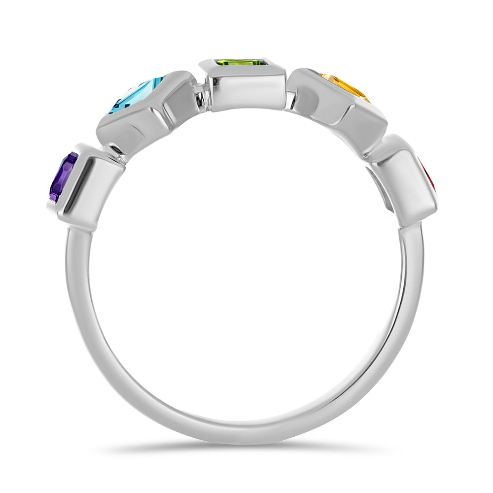 Anillo de Plata con Amatista de Marruecos y Peridoto de Changbai
