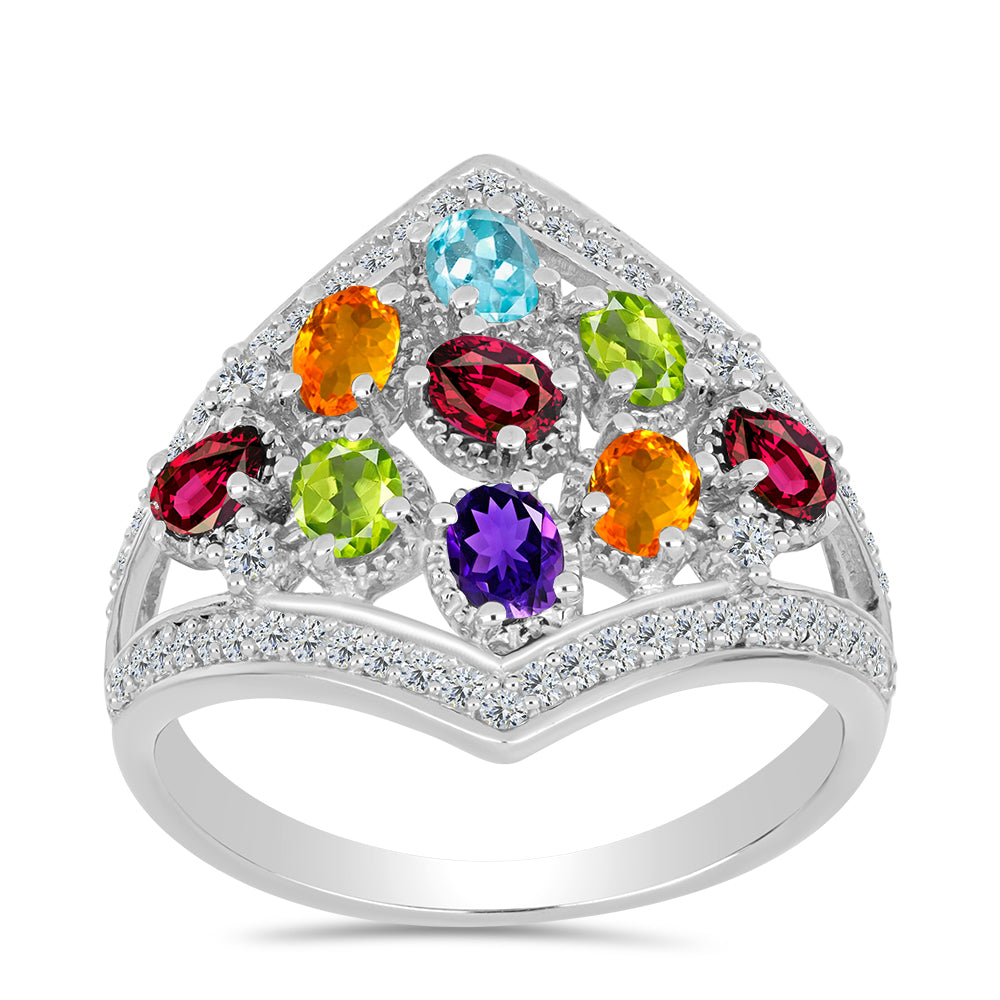 Anillo de Plata con Amatista de Marruecos y Peridoto de Changbai 3 
