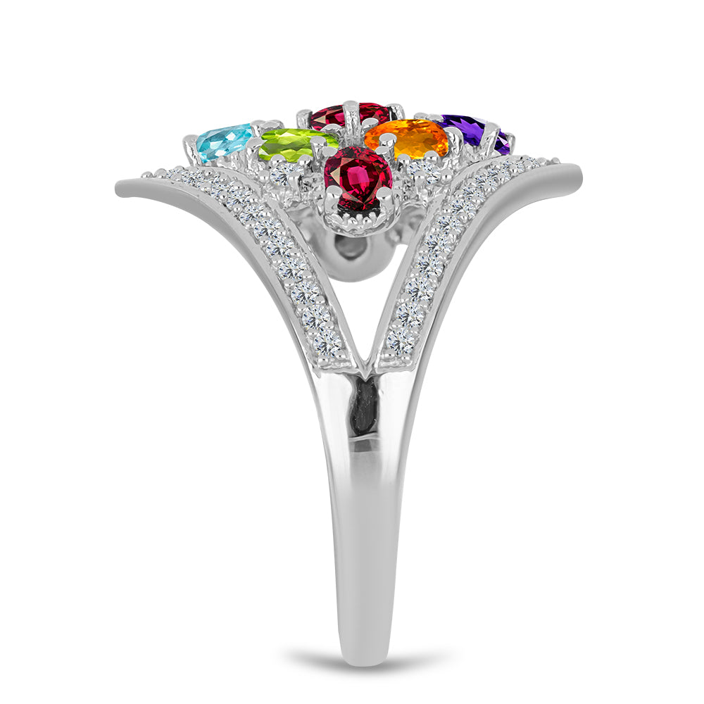 Anillo de Plata con Amatista de Marruecos y Peridoto de Changbai 4 