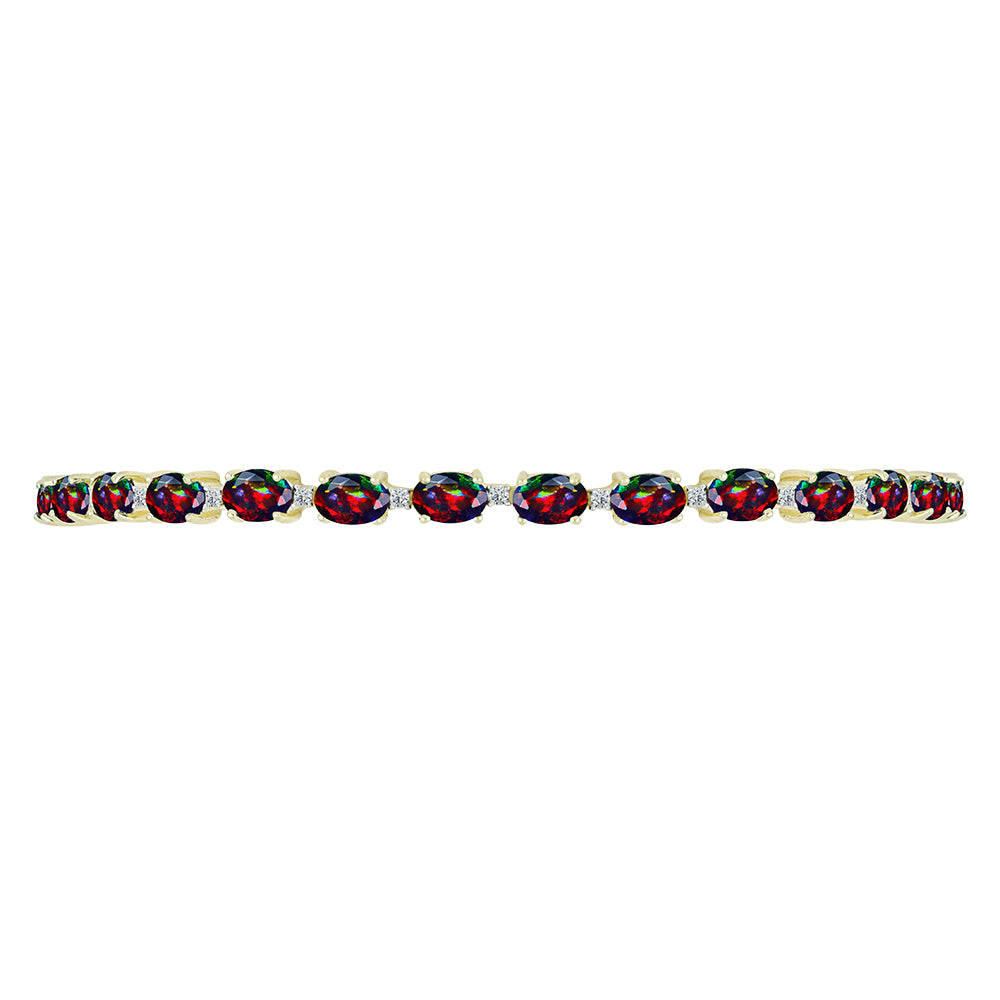 Pulsera de Plata Bañada en Oro con Ópalo negro medianoche Lega Dembi de Ëtiopía y Topacio Blanco 2 