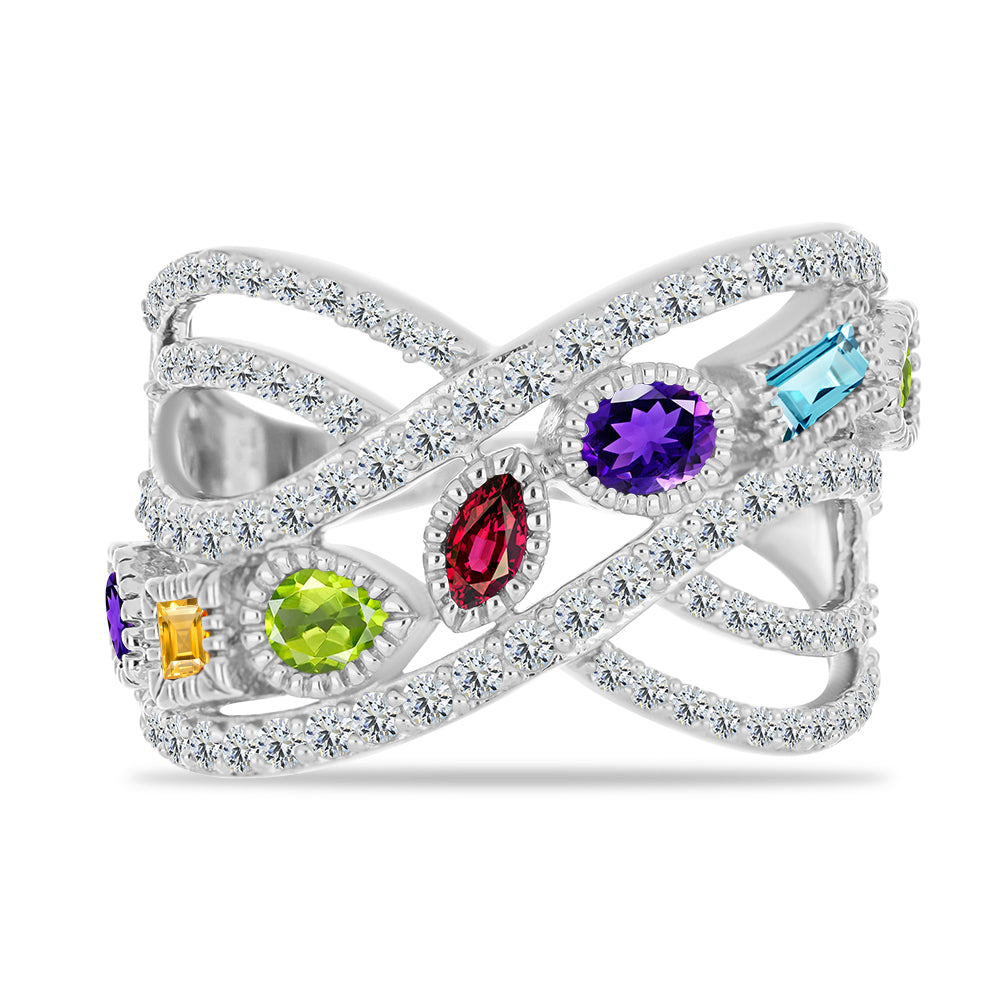 Anillo de Plata con Amatista de Marruecos y Peridoto de Changbai 1 