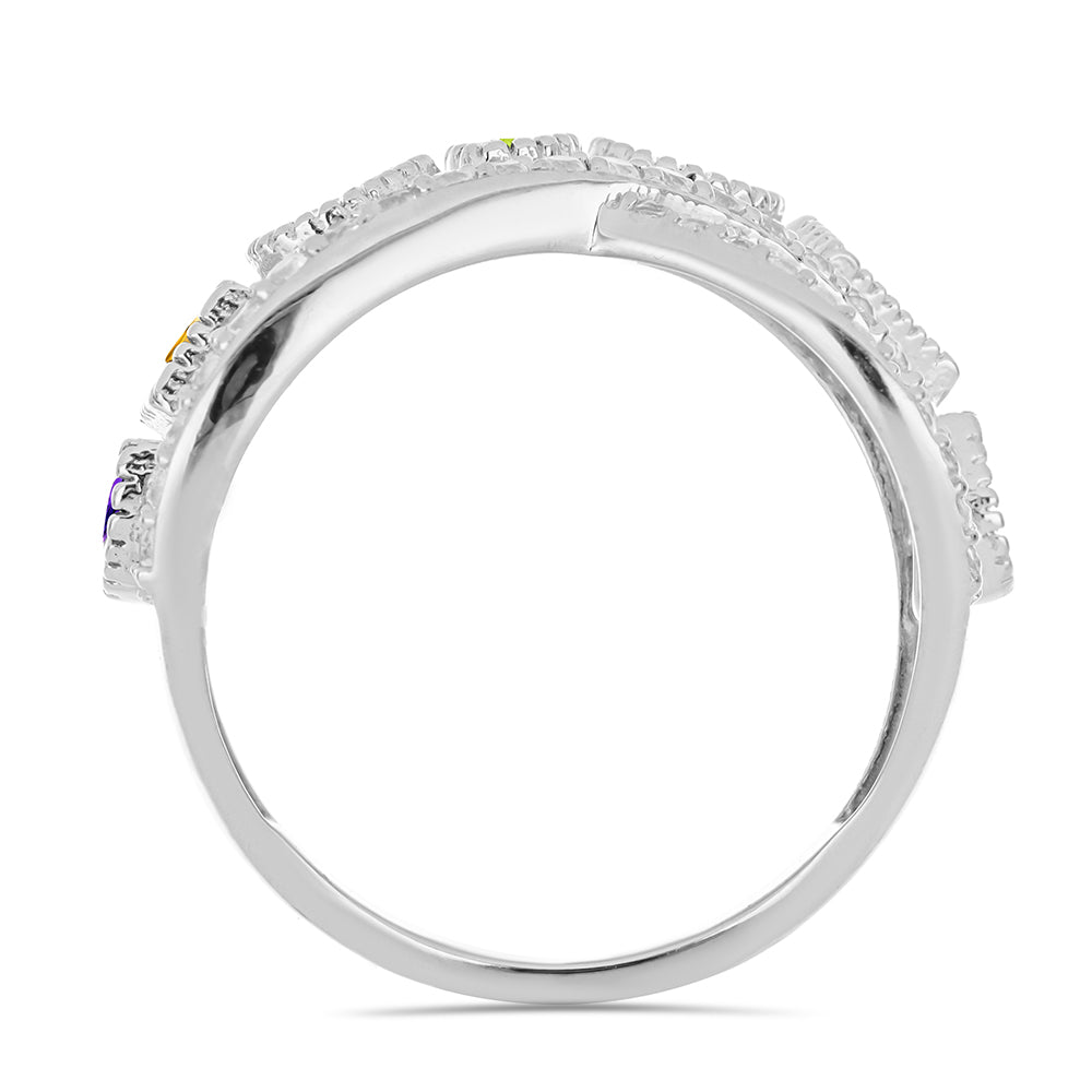 Anillo de Plata con Amatista de Marruecos y Peridoto de Changbai