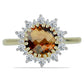 Anillo de Plata Bañada en Oro con Cuarzo Coñac y Topacio Blanco