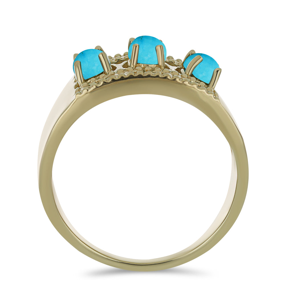 Anillo de Plata Bañada en Oro con Turquesa Bella Durmiente