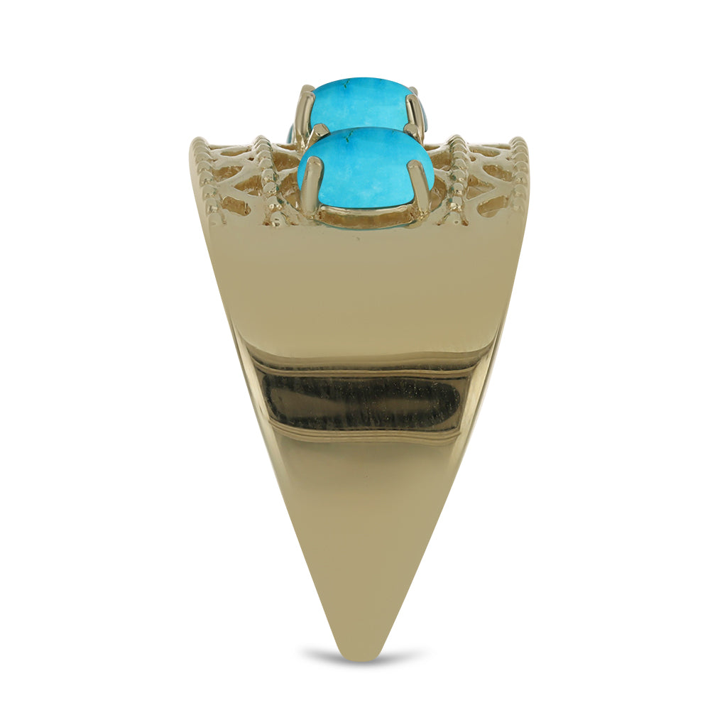 Anillo de Plata Bañada en Oro con Turquesa Bella Durmiente 4 