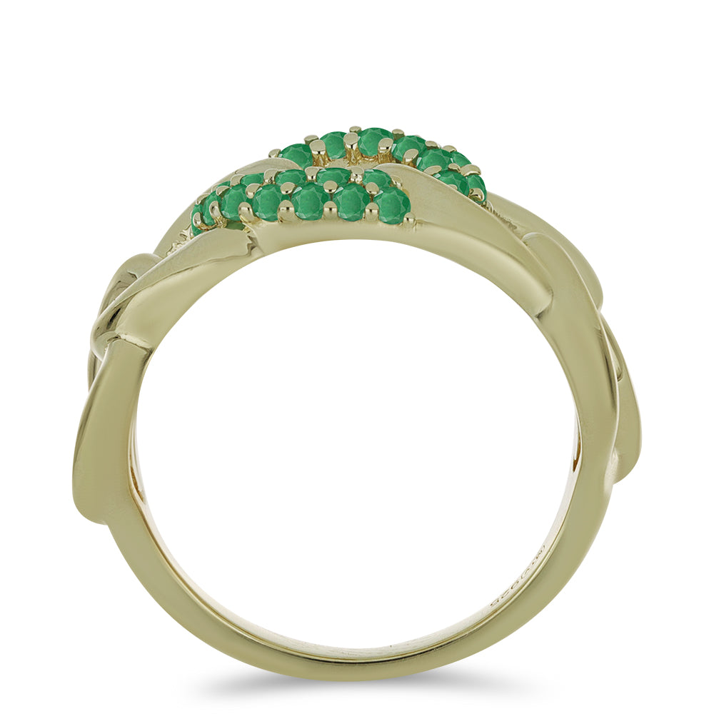 Anillo de Plata Bañada en Oro con Esmeralda de Brasil