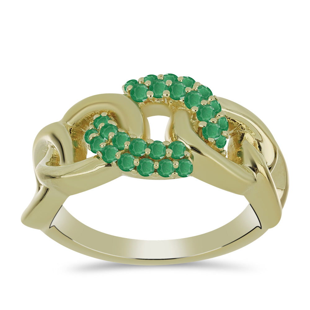 Anillo de Plata Bañada en Oro con Esmeralda de Brasil