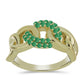 Anillo de Plata Bañada en Oro con Esmeralda de Brasil