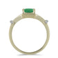 Anillo de Plata Bañada en Oro con Esmeralda de Brasil y Topacio Blanco
