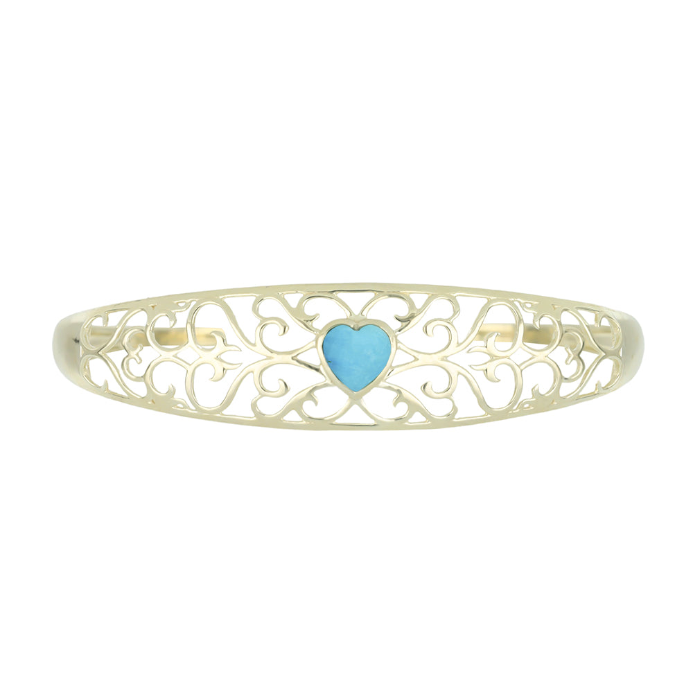 Brazalete de Plata Bañada en Oro con Turquesa Bella Durmiente